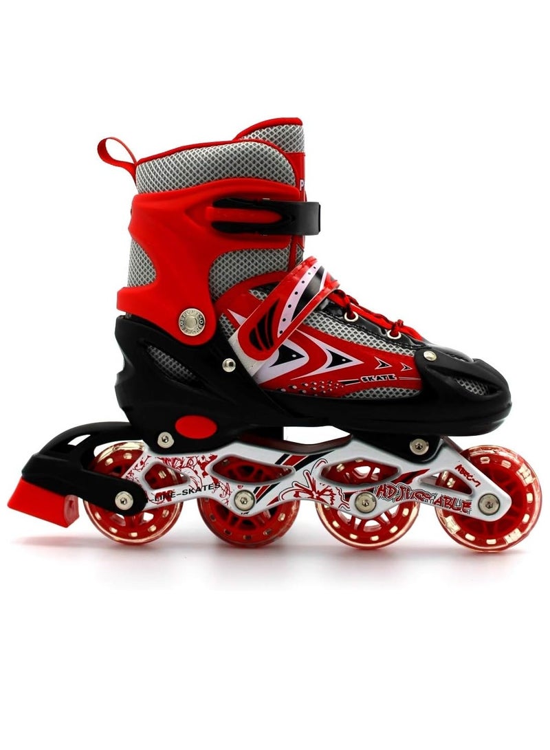 Kids Roller Skate Shoes Single/Double Wheels Retractable Skateboarding Rollerblades Outdoor for Boys and Girls Pulley Shoes