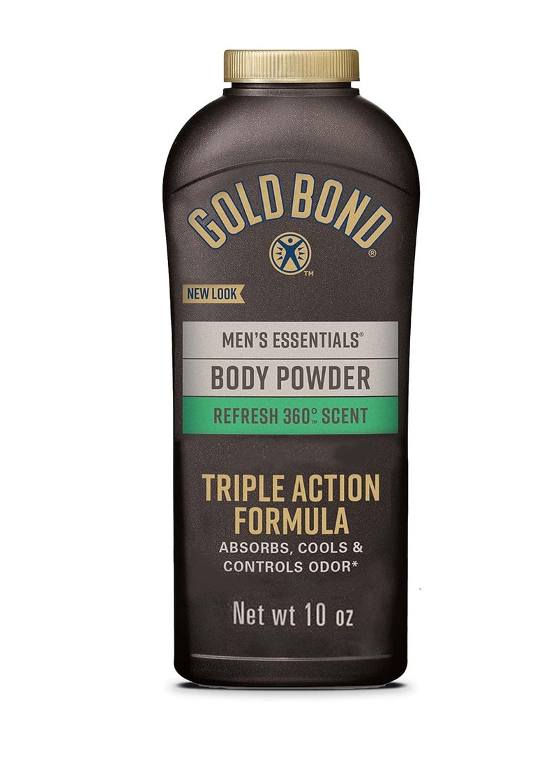 Gold Bond Men's Essentials Talc-Free Body Powder, 10 oz., Refresh 360 Scent, Wetness Protection