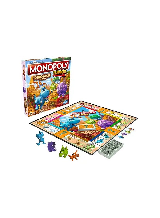 Monopoly Junior Dinosaur Edition Board Game – Fun Kids' Game for 2-4 Players | Colorful Dinosaur Toys | Educational Board Game for Children Ages 5+ | Perfect Family Game Night Activity