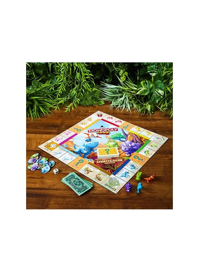 Monopoly Junior Dinosaur Edition Board Game – Fun Kids' Game for 2-4 Players | Colorful Dinosaur Toys | Educational Board Game for Children Ages 5+ | Perfect Family Game Night Activity