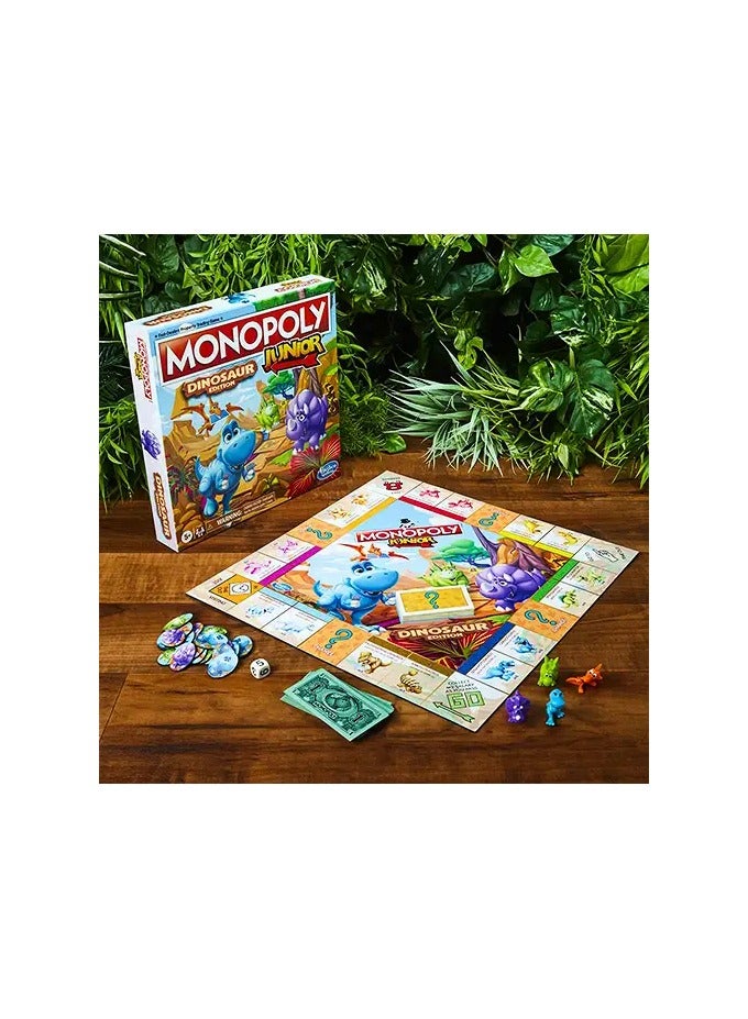 Monopoly Junior Dinosaur Edition Board Game – Fun Kids' Game for 2-4 Players | Colorful Dinosaur Toys | Educational Board Game for Children Ages 5+ | Perfect Family Game Night Activity