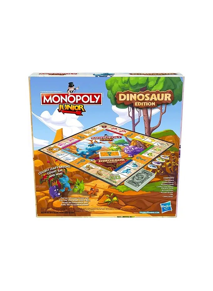 Monopoly Junior Dinosaur Edition Board Game – Fun Kids' Game for 2-4 Players | Colorful Dinosaur Toys | Educational Board Game for Children Ages 5+ | Perfect Family Game Night Activity