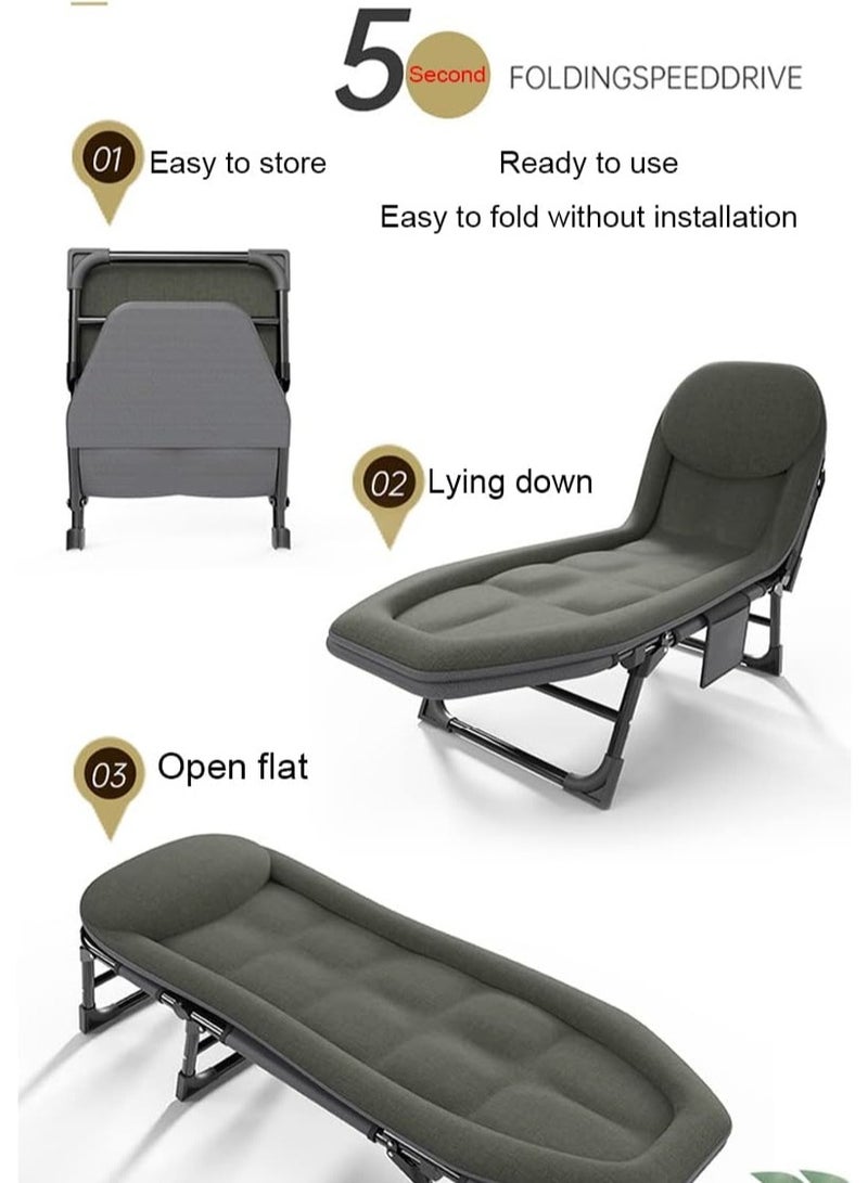 Folding Bed Single Office Noon Break Bed Accompanying Camp Bed Portable Napping American Style Three-Fold Multi-Gear Adjustable Warped Head