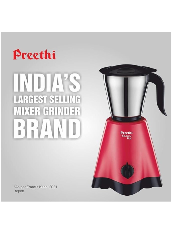 Preethi Crown Plus MG-258 Mixer Grinder, 600 Watt, White/Purple, 4 Jars - Super Extractor Juicer Jar