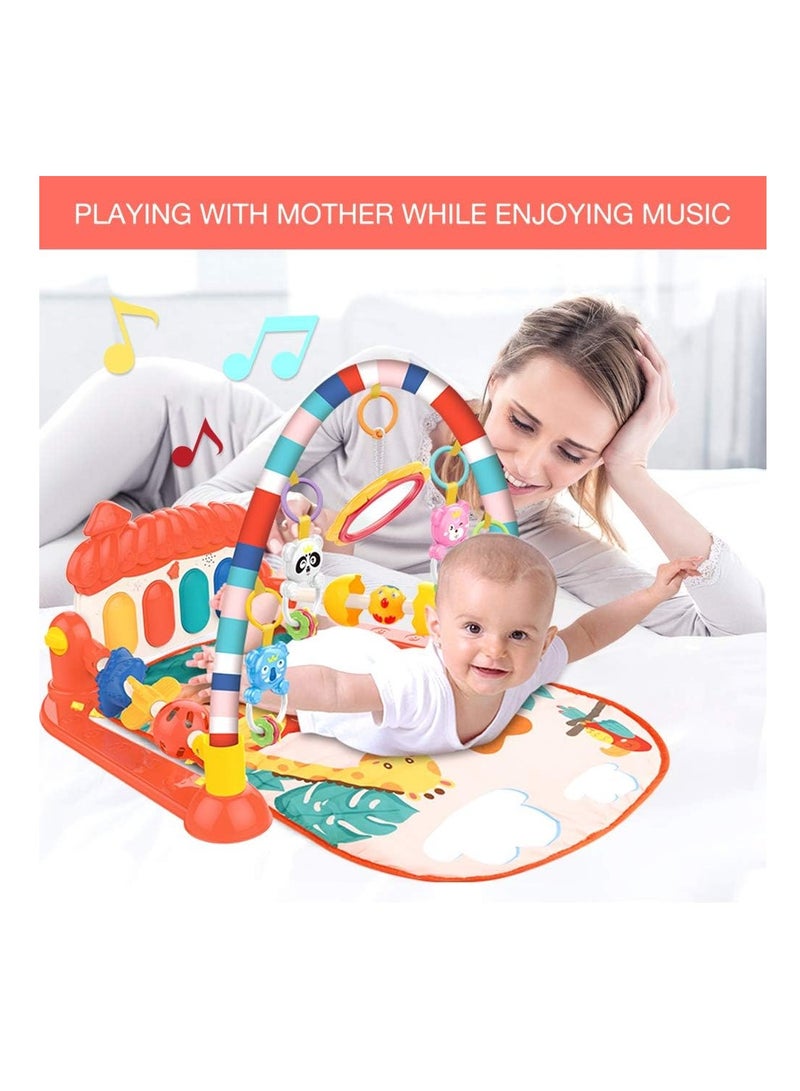 Baby Gyms Play Mats Musical Activity Center Kick & Play Piano Gym Tummy Time Padded Mat for Newborn Toddler Infants