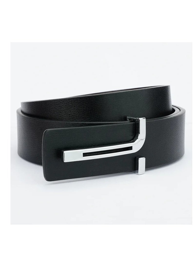 Metal Buckle Leather Belt for Men Woman  Waist Belt Man Casual Style Waistband for Jeans Accessories