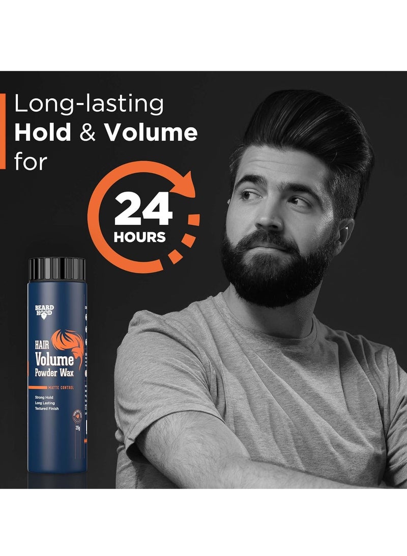BEARDHOOD Hair Volumizing Powder Wax For Men 20gm | 24 Hrs Strong Hold With Matte Finish Hair Styling | All Natural & Zero Toxin Hair Styling Powder | Vegan & Cruelty Free
