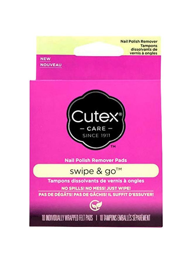 10-Piece Care Swipe And Go Nail Polish Remover Pads Clear