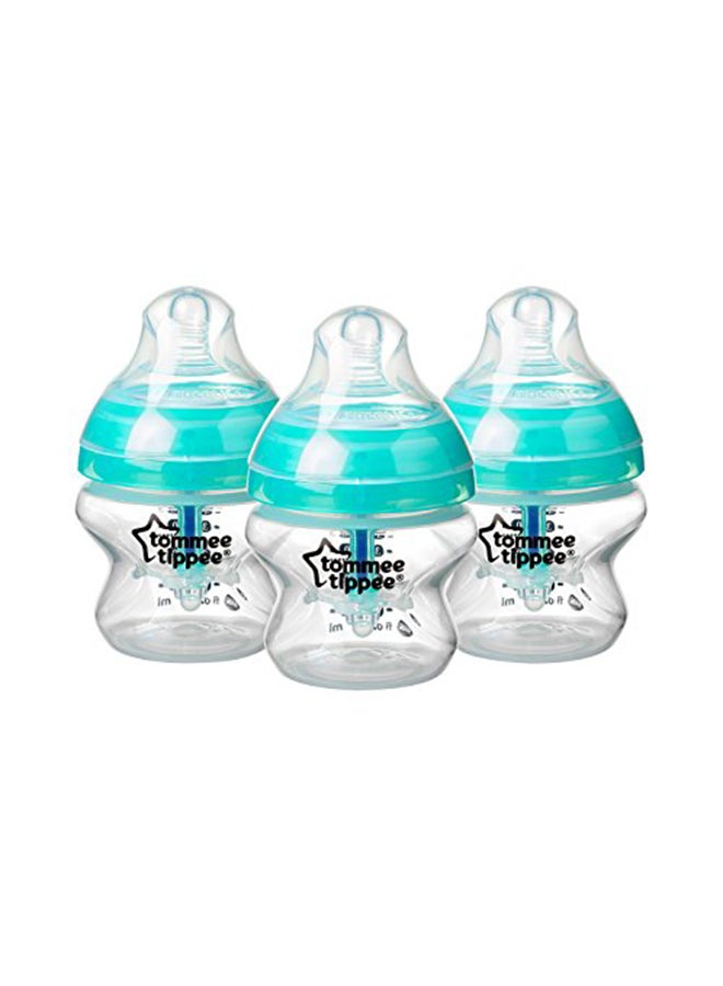 Advanced Anti Colic Feeding Bottles, Pack Of 3 - Clear/Green