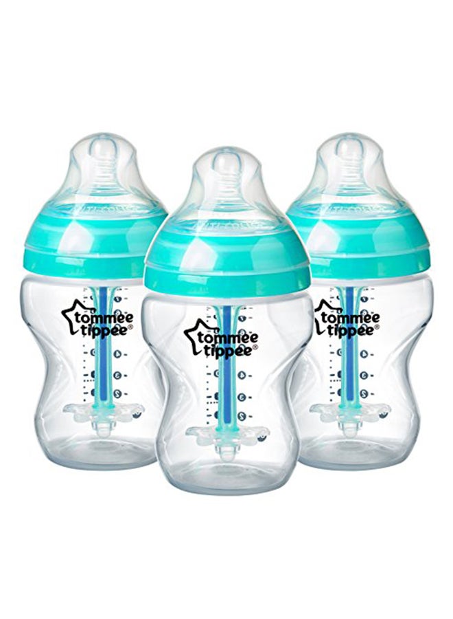 Advanced Anti Colic Feeding Bottles, Pack Of 3 - Clear/Green