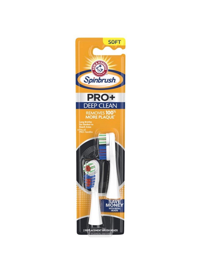 Arm & Hammer Pro+ Deep Clean Refills Battery Powered Toothbrush Removes 100% More Plaque Soft Bristles Two Replacement Heads (Packing May Vary)