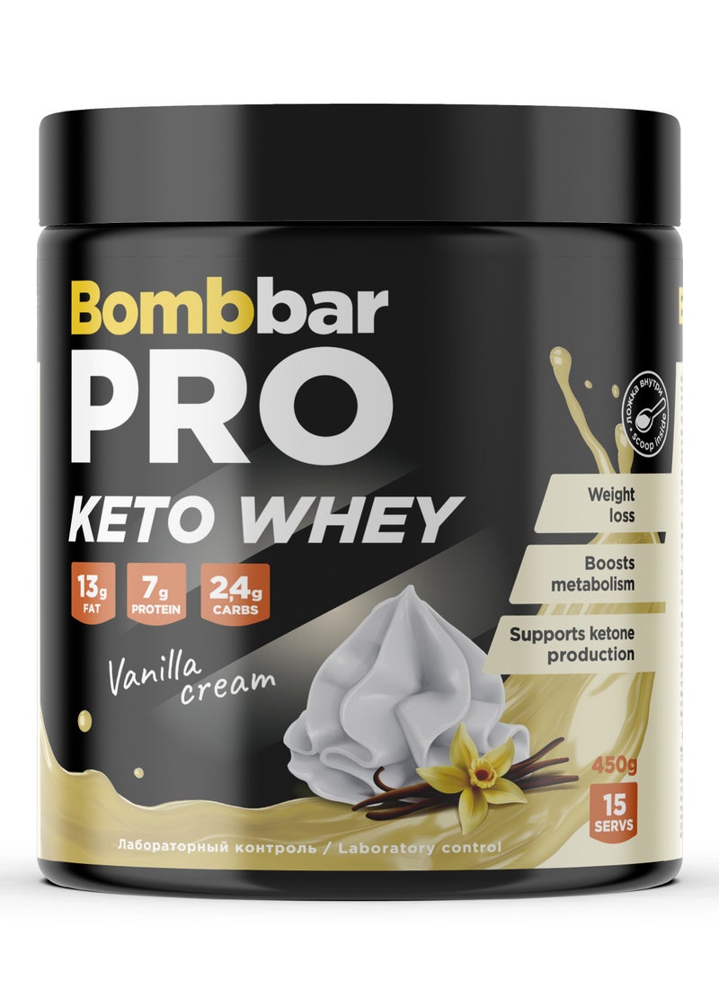 Pro Keto Whey Protein Powder with Vanilla Cream Flavor 450g
