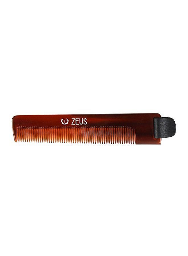 Pocket Beard Comb With Case Brown