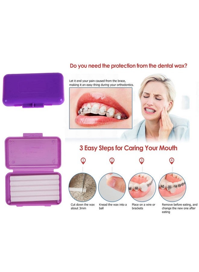 Braces Cleaning Kit For Teeth Portable Orthodontic Toothbrush Kit Oral Care Dental Travel Kitinterdental Brush Dental Wax Dental Floss Toothbrush Box (Purple B)