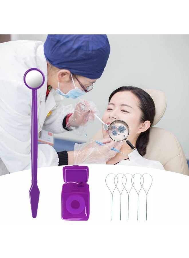 Braces Cleaning Kit For Teeth Portable Orthodontic Toothbrush Kit Oral Care Dental Travel Kitinterdental Brush Dental Wax Dental Floss Toothbrush Box (Purple B)