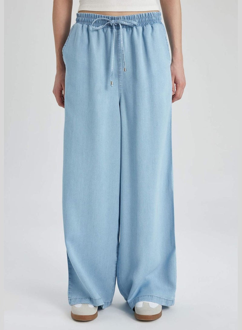 Culotte High Waist Crop Fit Jean Trousers