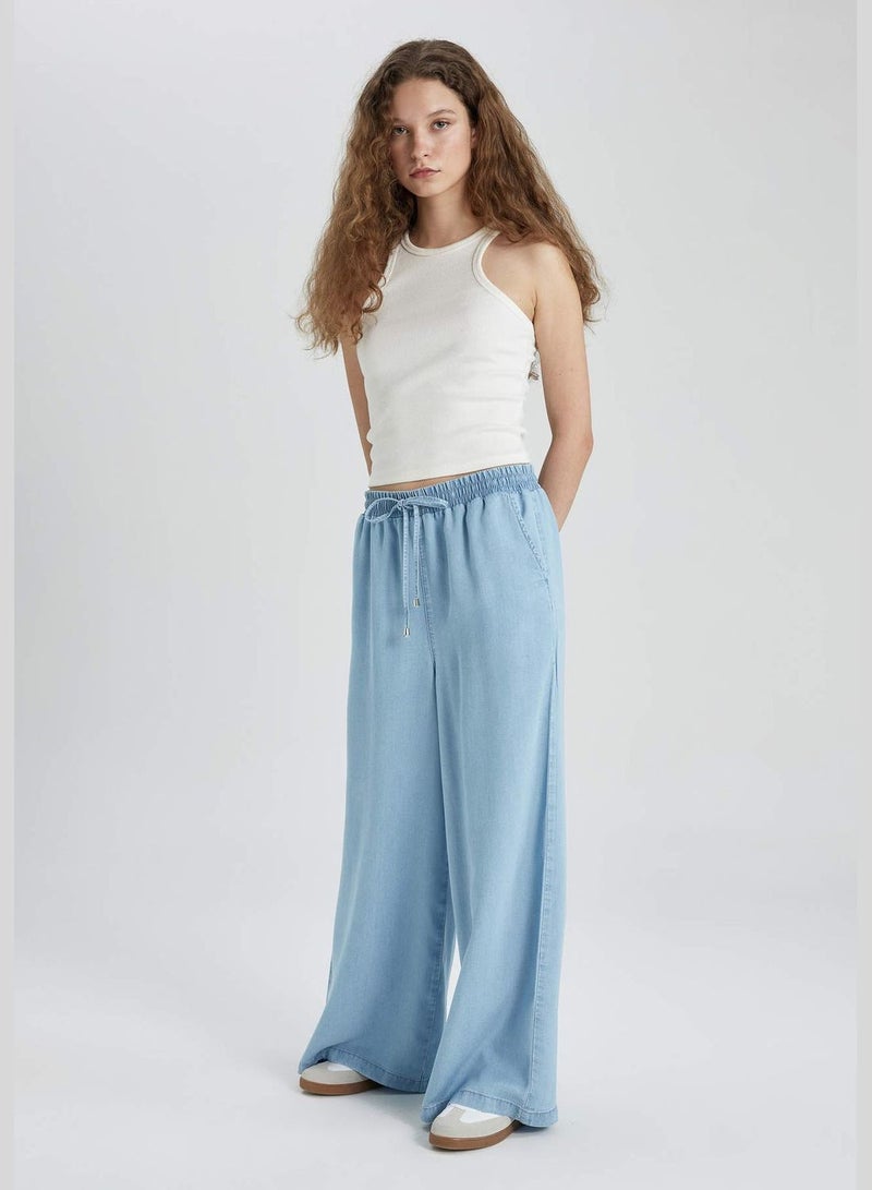 Culotte High Waist Crop Fit Jean Trousers