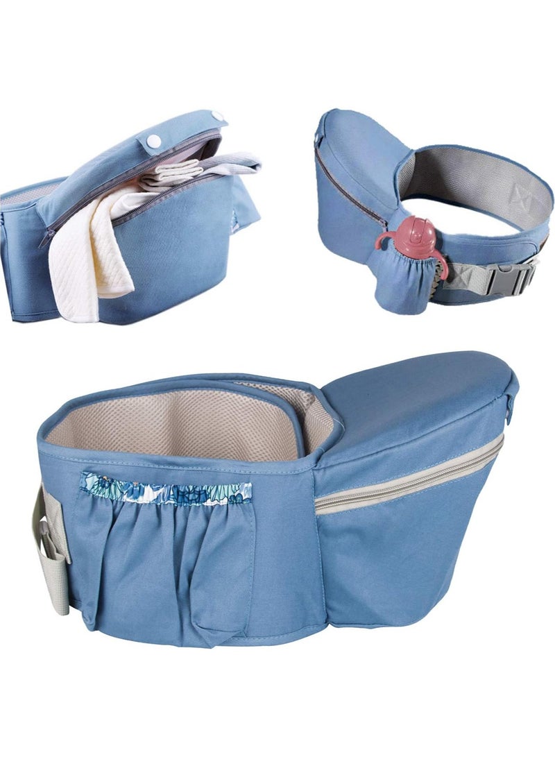 Baby Carrier Back Seat with Three Pockets Adjustable Belt Waist Seat Outdoor Stool for Baby