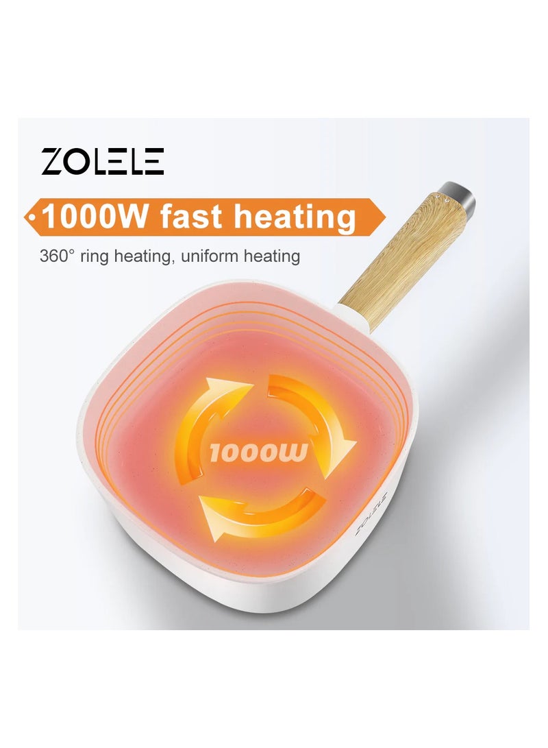 Zolele ZC306 Electric Cooking Pot Multifunctional Hot Pot 3L Large Capacity Non Stick Coating Frying Pan 1000W - White