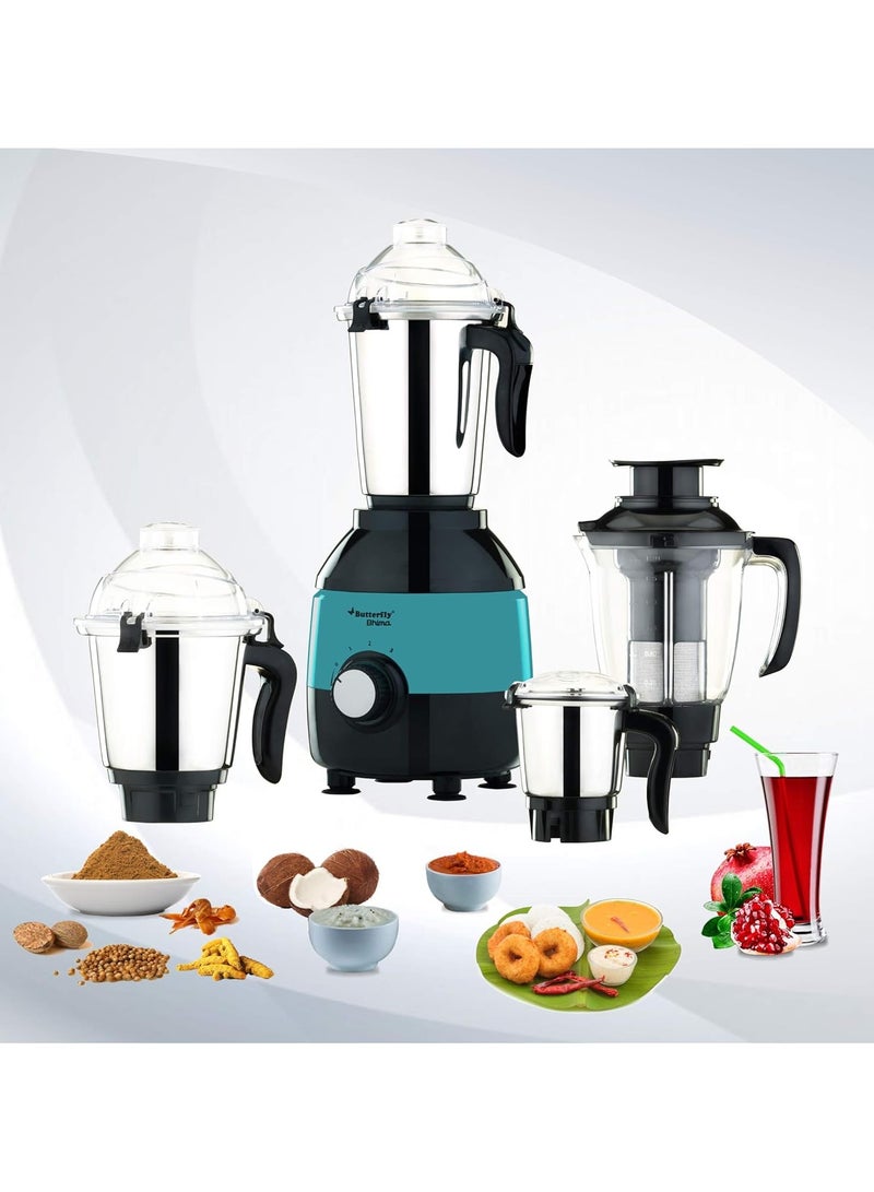 Butterfly Bhima 1000 Watts mixer grinder with 4 Jars Turquoise plastic