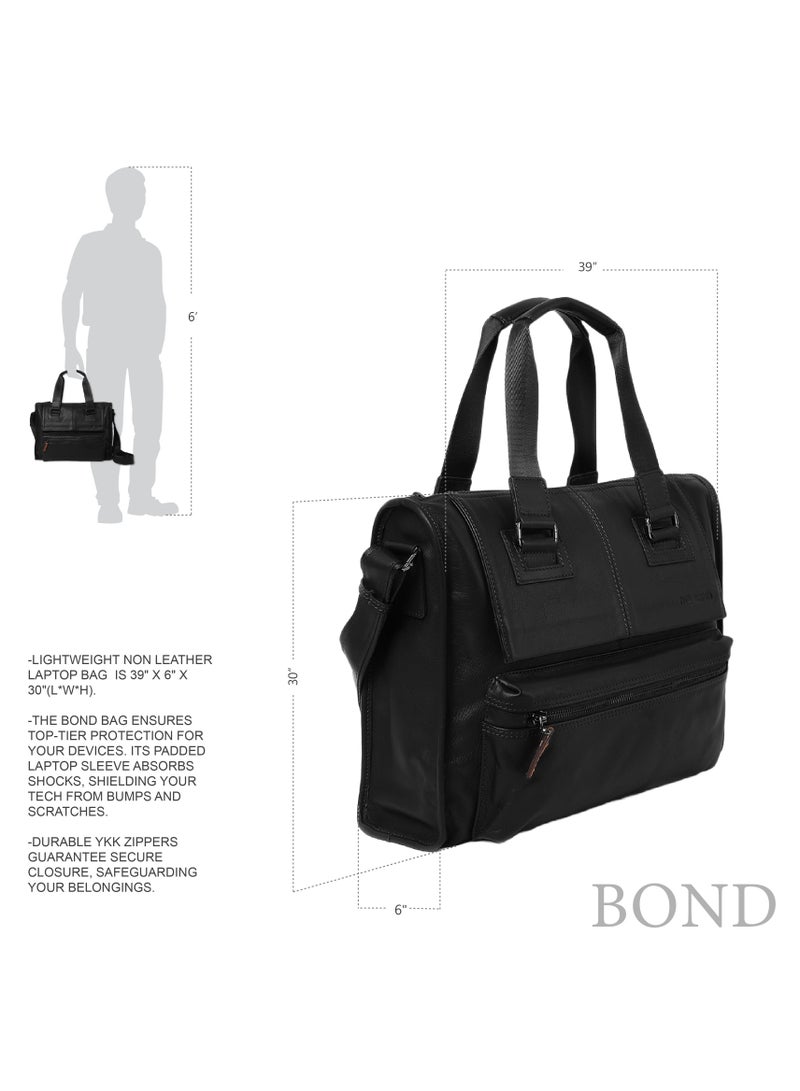 The Bond Leather Laptop Bag Black - 1173 / 1131