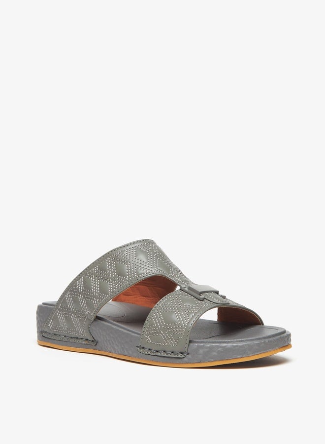 Men's Quilted Slip-On Arabic Sandals with Buckle Accent