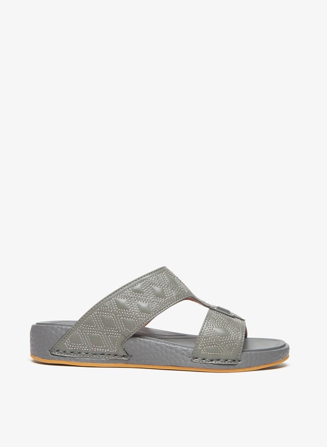 Men's Quilted Slip-On Arabic Sandals with Buckle Accent