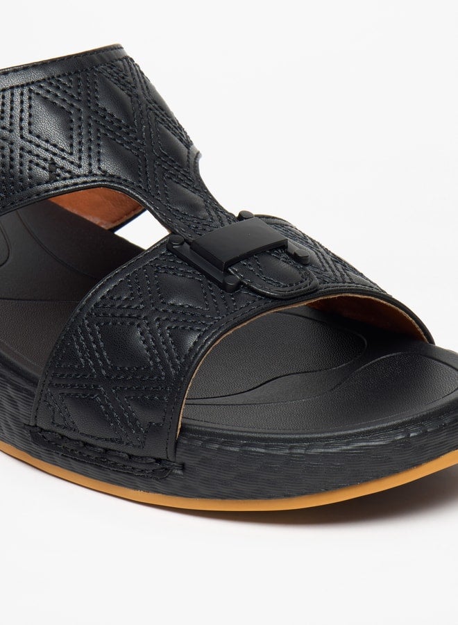 Men's Quilted Slip-On Arabic Sandals with Buckle Accent
