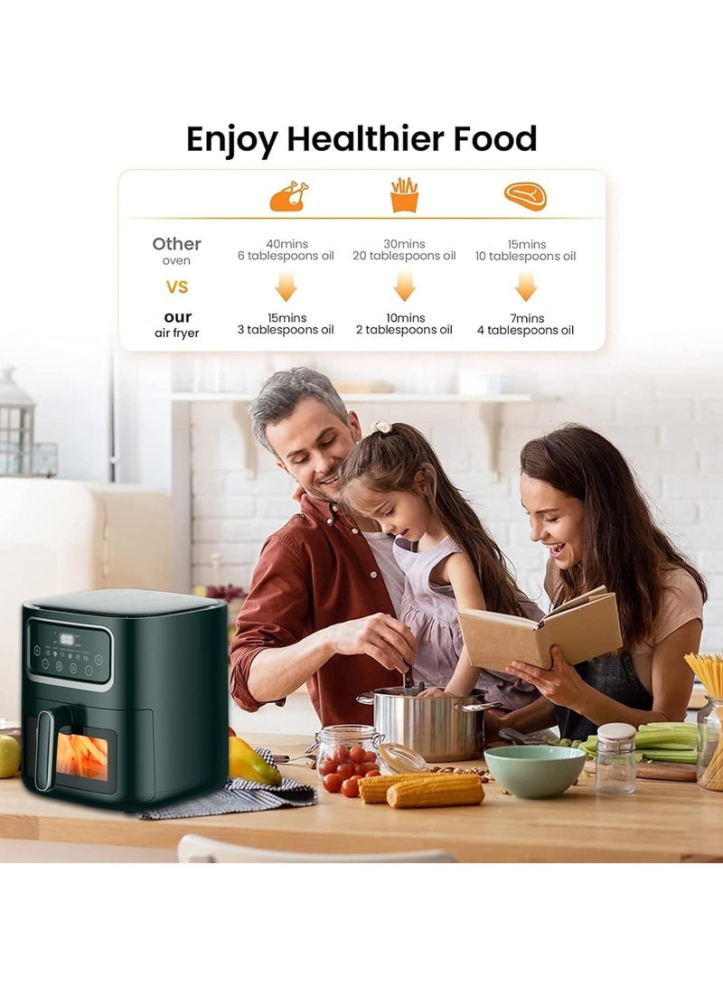 10L Air Fryer 1500W Air Fryer Oven with LED Digital Touch Screen Visual Window 360 Degree Full Baking Dishwasher Safe Basket Less Oil Frying Healthy Food