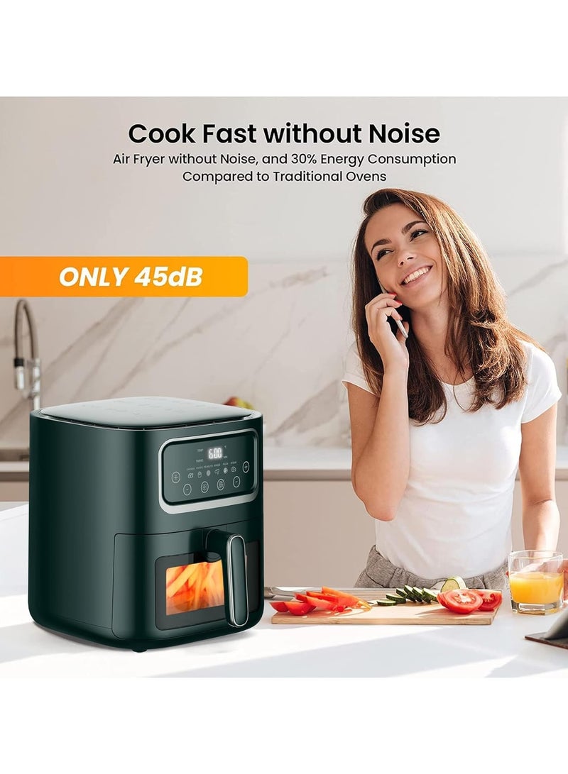 10L Air Fryer 1500W Air Fryer Oven with LED Digital Touch Screen Visual Window 360 Degree Full Baking Dishwasher Safe Basket Less Oil Frying Healthy Food