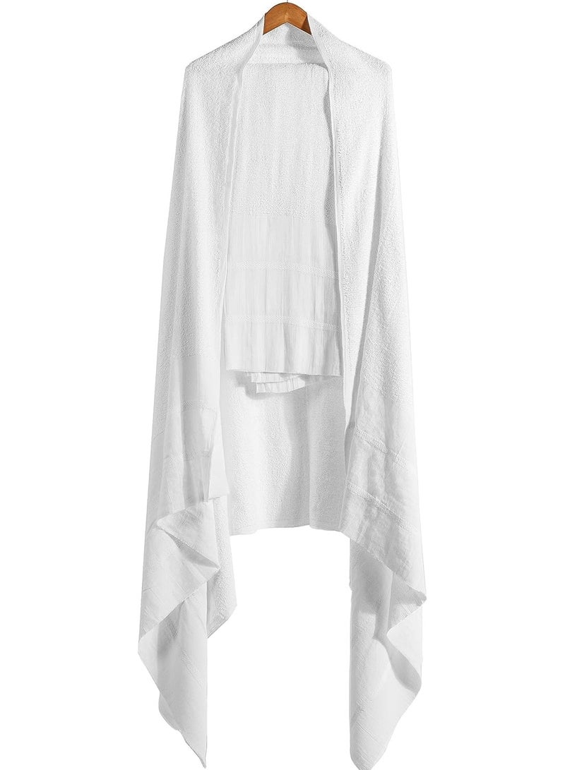 Ihram clothing for men for Hajj and Umrah - 2 white towels - 100% natural healthy combed cotton towels, weight 1200 grams