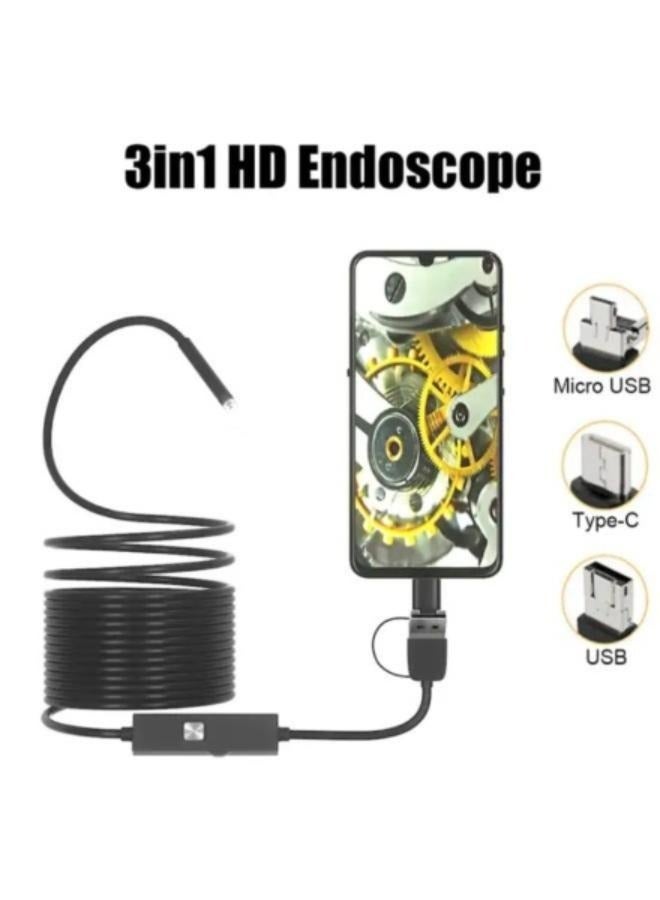 5.5mm Endoscope Camera for Mobile 3-in-1 USB Type-C Android Flexible Cable Surveillance Camera Size: 5M
