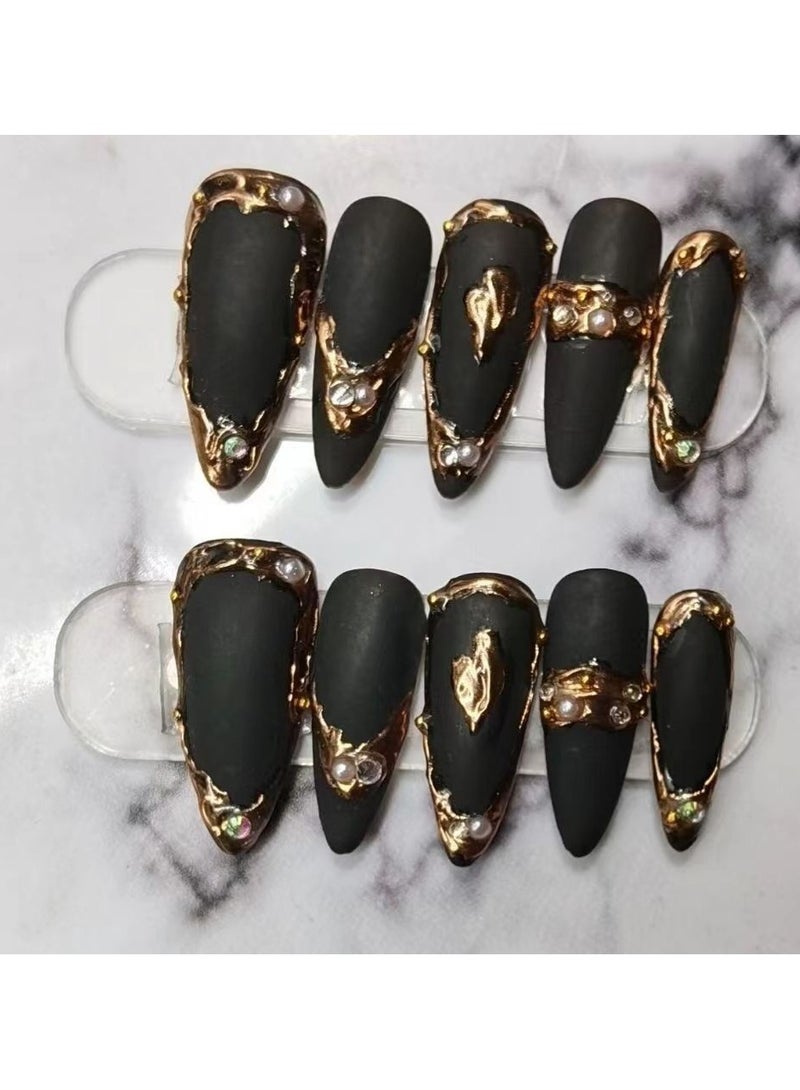 Black Handmade Gorgeous Wearable Nail Art with Tools