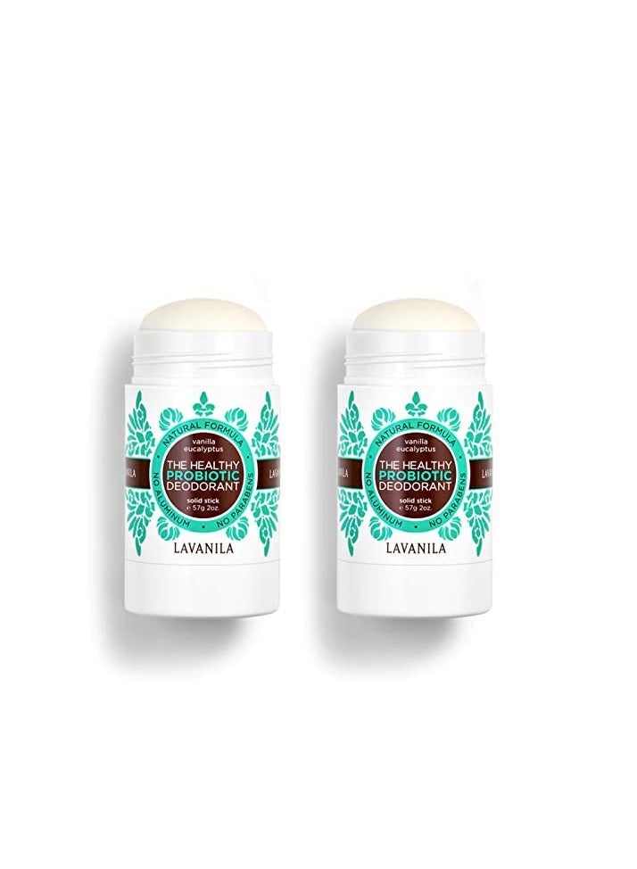 Lavanila Natural Aluminum Free Deodorant 2-Pack, Vanilla Eucalyptus - The Healthy Deodorant for Men and Women, Solid Stick (2 Ounce Each), Vegan