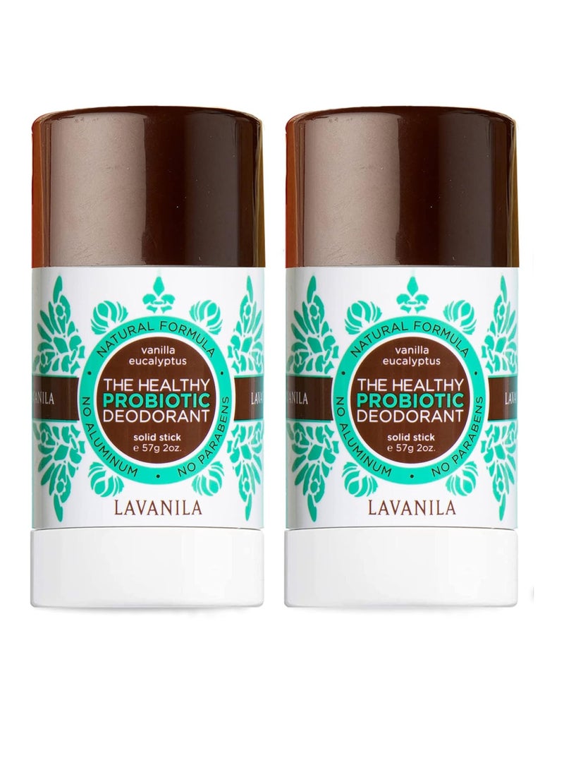 Lavanila Natural Aluminum Free Deodorant 2-Pack, Vanilla Eucalyptus - The Healthy Deodorant for Men and Women, Solid Stick (2 Ounce Each), Vegan