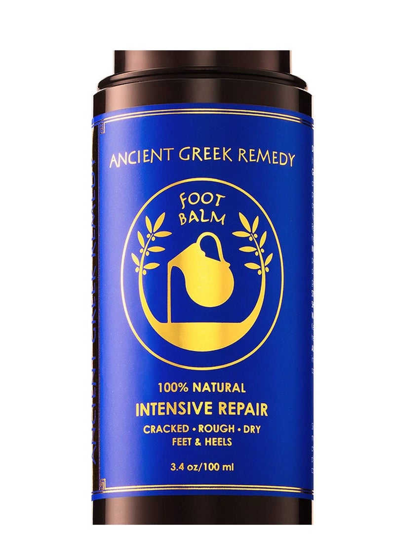 Ancient Greek Remedy Organic Foot Balm for Dry Cracked Feet and Heels, Made of Olive, Almond, Sunflower, Lavender and Vitamin E Oil. Natural Cream Moisturizer for Dry Skin Care for Women, Men