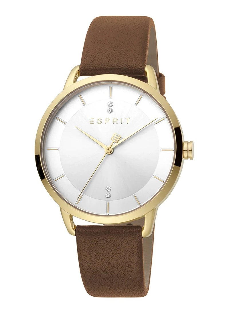 Esprit Stainless Steel Analog Women's Watch With Brown Leather Band ES1L215L0035