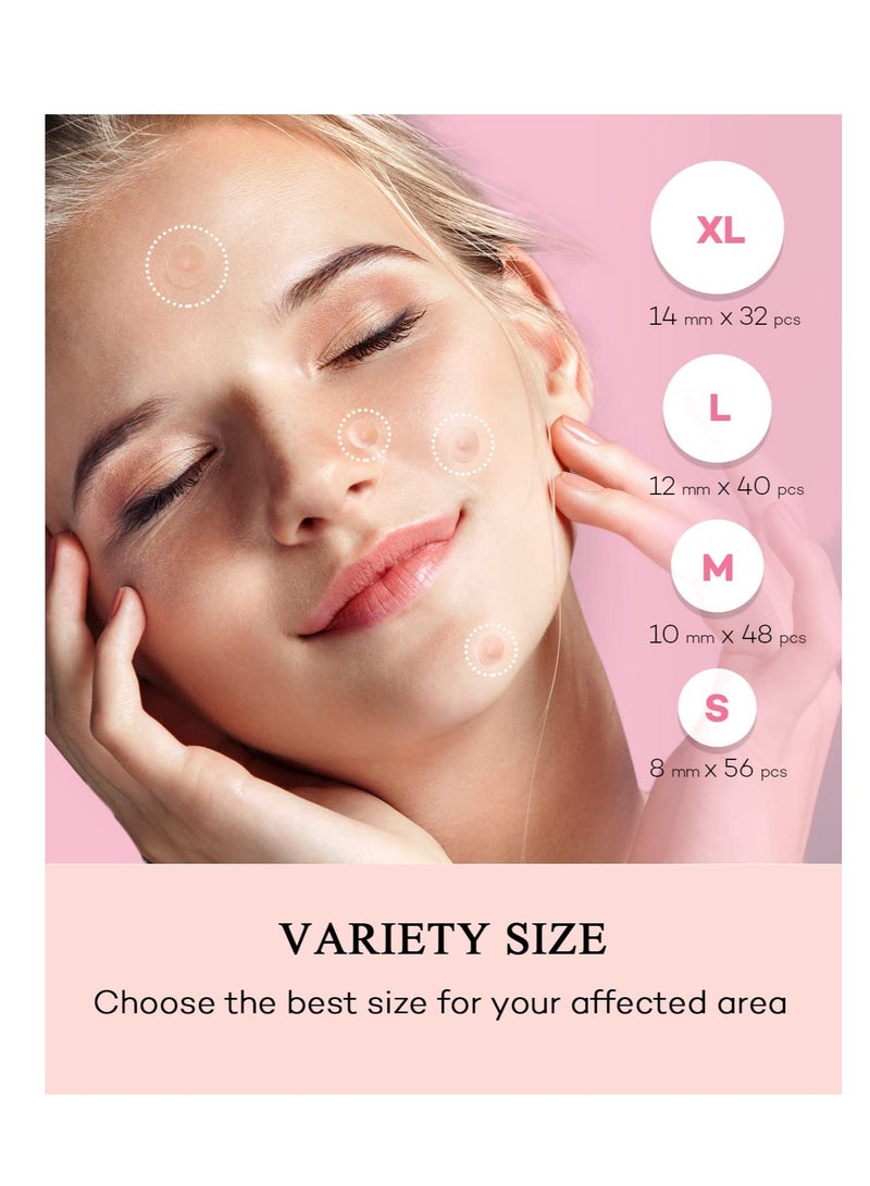 Pimple Patches Acne Patches for Face, 4 Sizes 176 Patches Hydrocolloid Acne Cover Patch, Clear Easy To Peel Acne Absorbing Zit Patch with Tea Tree & Calendula Oil