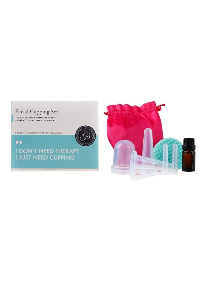 7-Piece Facial Cupping Set Clear/Blue
