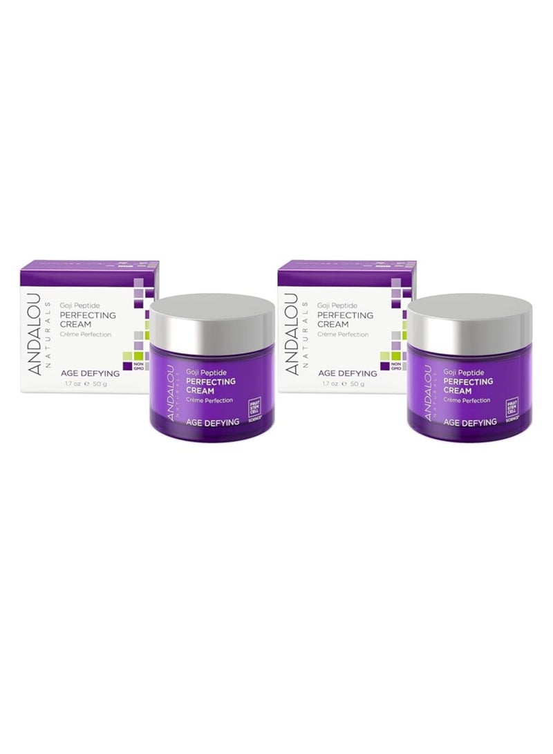 Andalou Naturals Goji Peptide Perfecting Cream, Age Defying Face Cream, Resveratrol CoQ10 Face Moisturizer, Supports Skin Collagen and Elastin & Helps Fight Fine Lines & Wrinkles, 1.7 fl oz Pack of 2