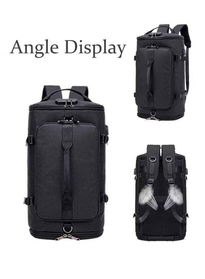 Anti theft Duffel Bag Independent Shoe Warehouse Backpack for Men Outdoor Travel Sports Gym Black