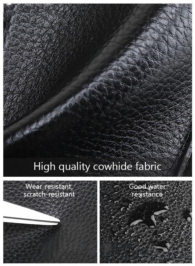 Men's Business Cowhide Leather Clutch Bag Hand Carry Large Wallet Multiple Compartments Handbag Card Holder Multi Function Large Capacity Wallet with Wristband
