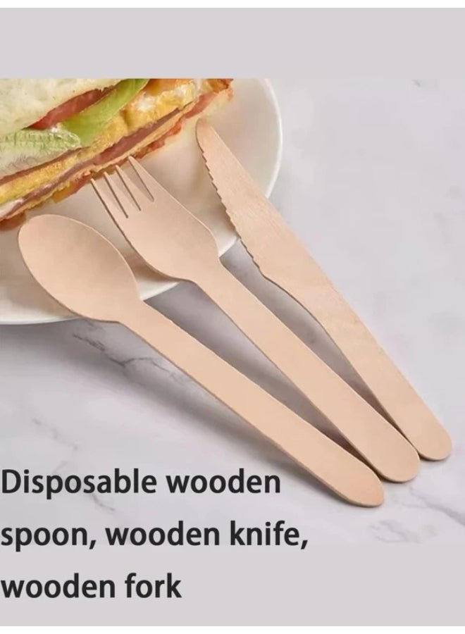 50pcs Disposable Wooden Spoon Fork Knife Cutlery Set Suitable For Parties Holidays Weddings And Home Decoration Ice Cream Scoop Dessert Salad Fork 1 pack of wooden spoons 50 sticks pack