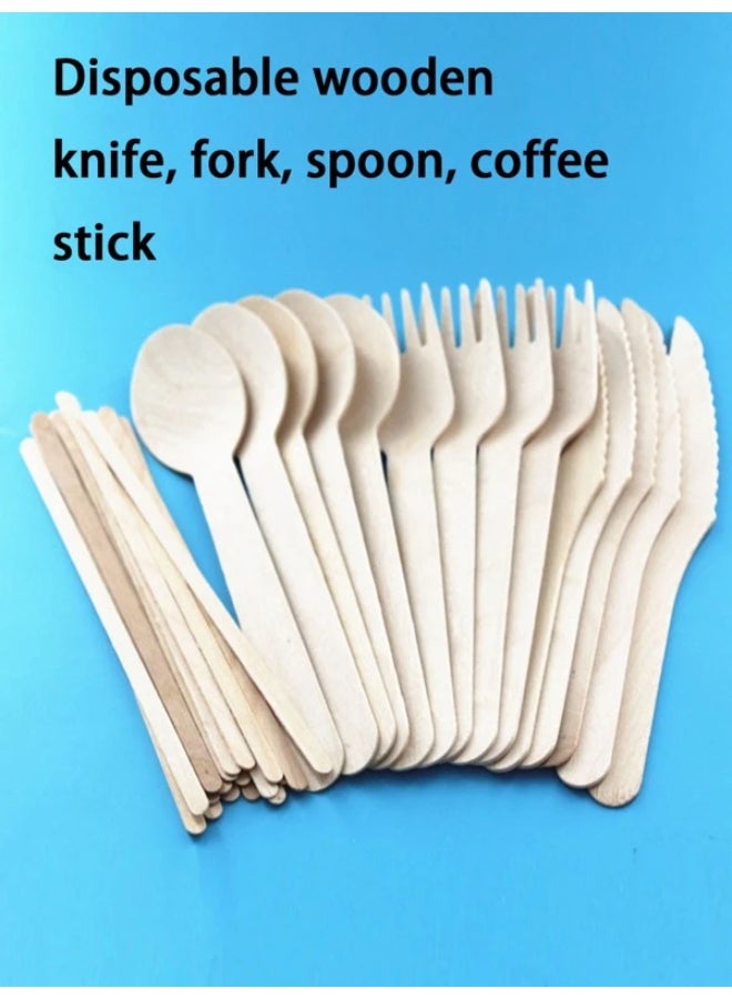 50pcs Disposable Wooden Spoon Fork Knife Cutlery Set Suitable For Parties Holidays Weddings And Home Decoration Ice Cream Scoop Dessert Salad Fork 1 pack of wooden spoons 50 sticks pack