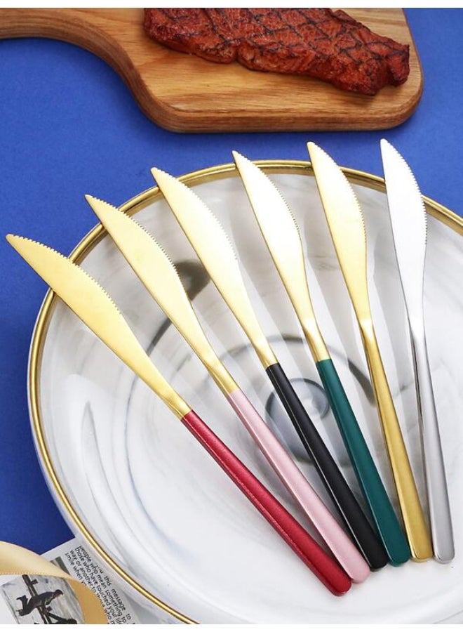 Sky Gold 4pcs Stainless Steel Portable Tableware Set, Including Steak Knife, Fork, Spoon and Chopsticks