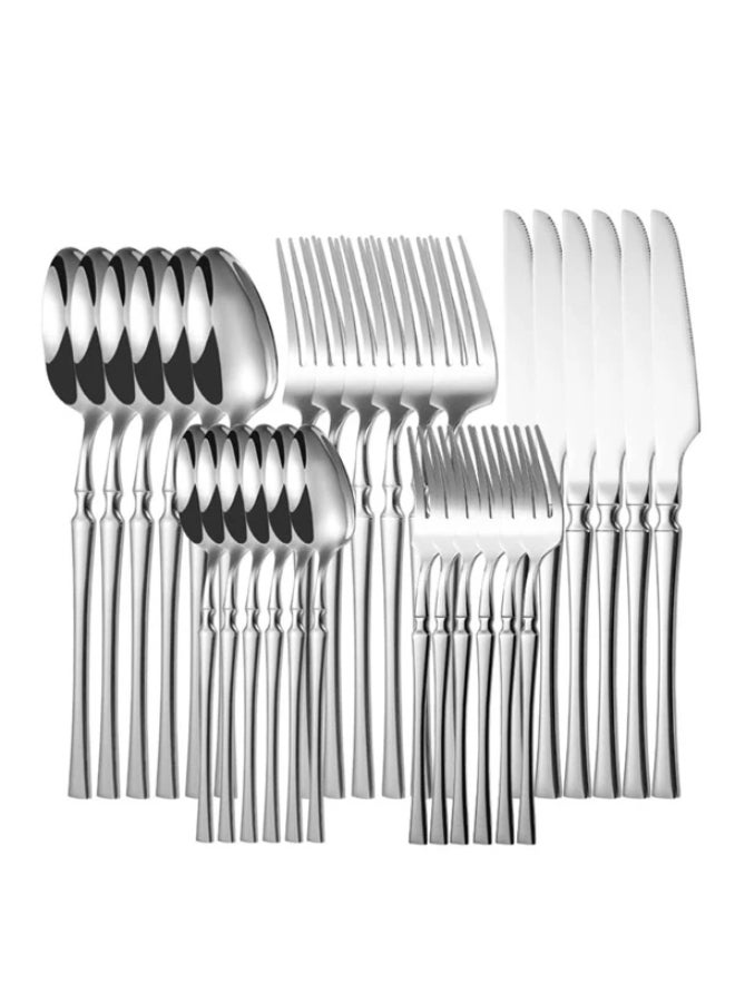 30 Piece Silverware Set Service for 6 Premium Stainless Steel Flatware SetMirror Polished Cutlery Utensil Set Durable Home Kitchen Eating Tableware Set Include Fork Knife Spoon Set and Dishwasher Safe