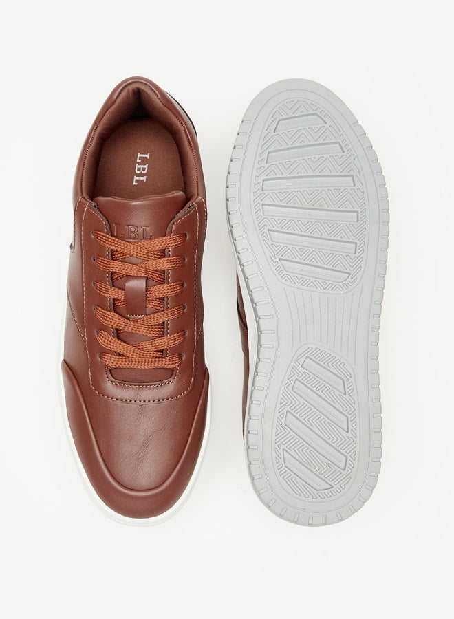 Men Solid Low Ankle Sneakers with Lace-Up Closure