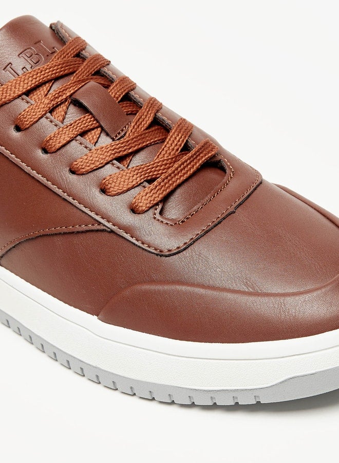 Men Solid Low Ankle Sneakers with Lace-Up Closure