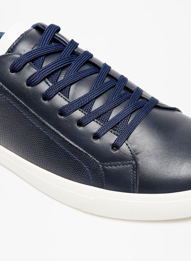 Men Solid Low Ankle Sneakers with Lace-Up Closure