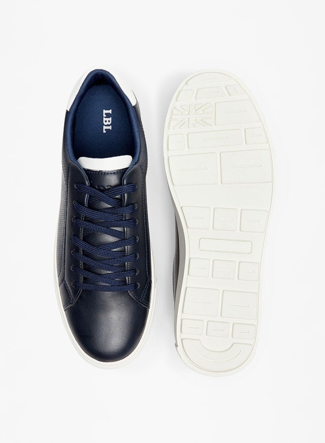 Men Solid Low Ankle Sneakers with Lace-Up Closure